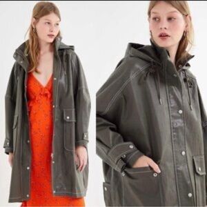 NWOT Urban Outfitters Olive Green Hooded Longline Anorak Utility Jacket